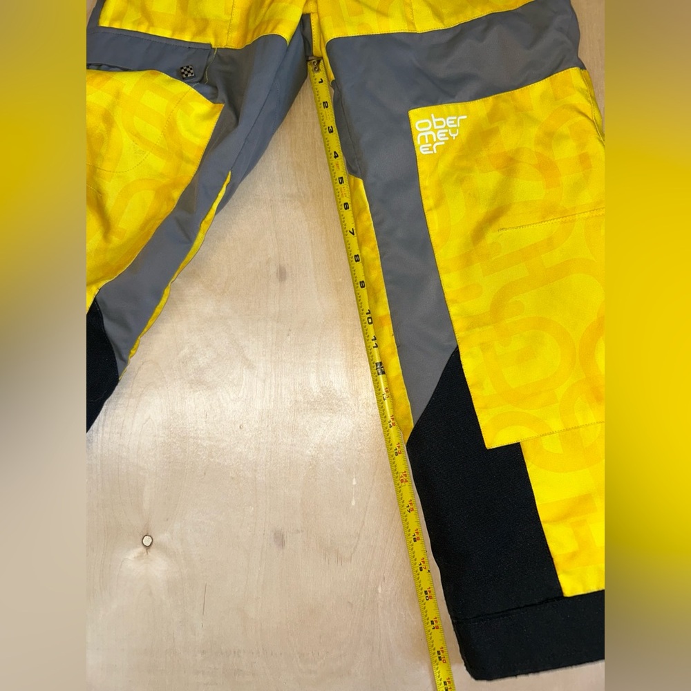 Obermeyer EXTENDED LENGTH Junior Sz 10 Snow Ski Snowboard Pants Yellow Black - Picture 6 of 16